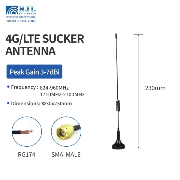 4g Single Rib Suction Cup Antenna 230mm